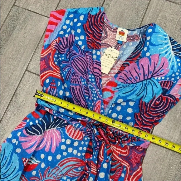 Anthropologie FARM Rio Ocean Life Wrap Dress Size XL - Picture 5 of 5
